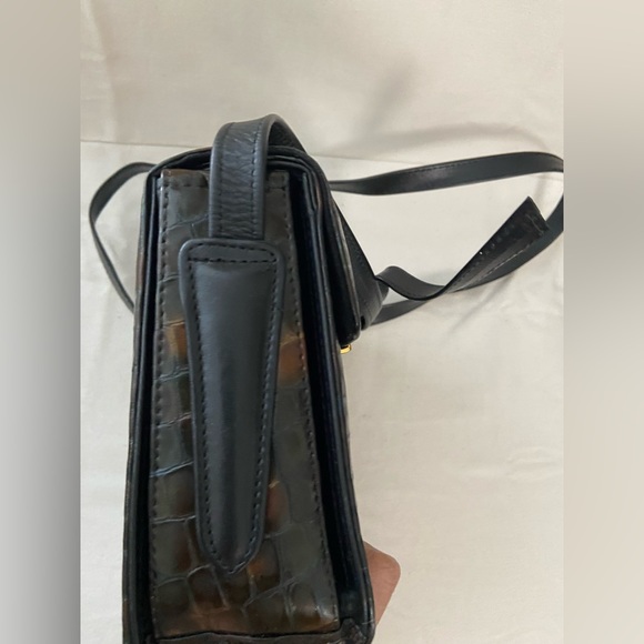 Vintage Franco Visconti Snake Print Leather Crossbody Handbag Purse Gold Tone - Picture 10 of 15